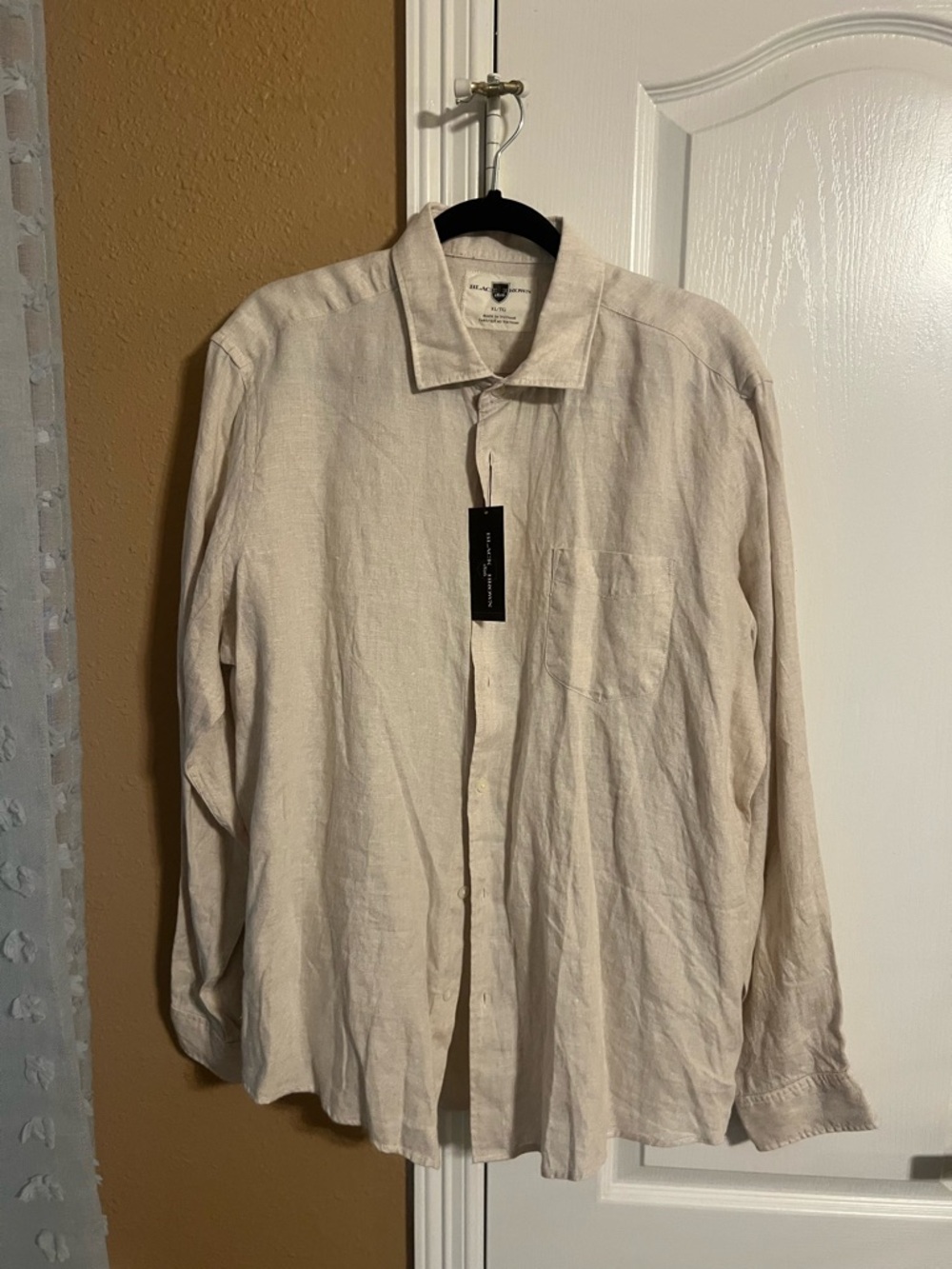NWT $50 Black Brown 100% linen shirt sz x large